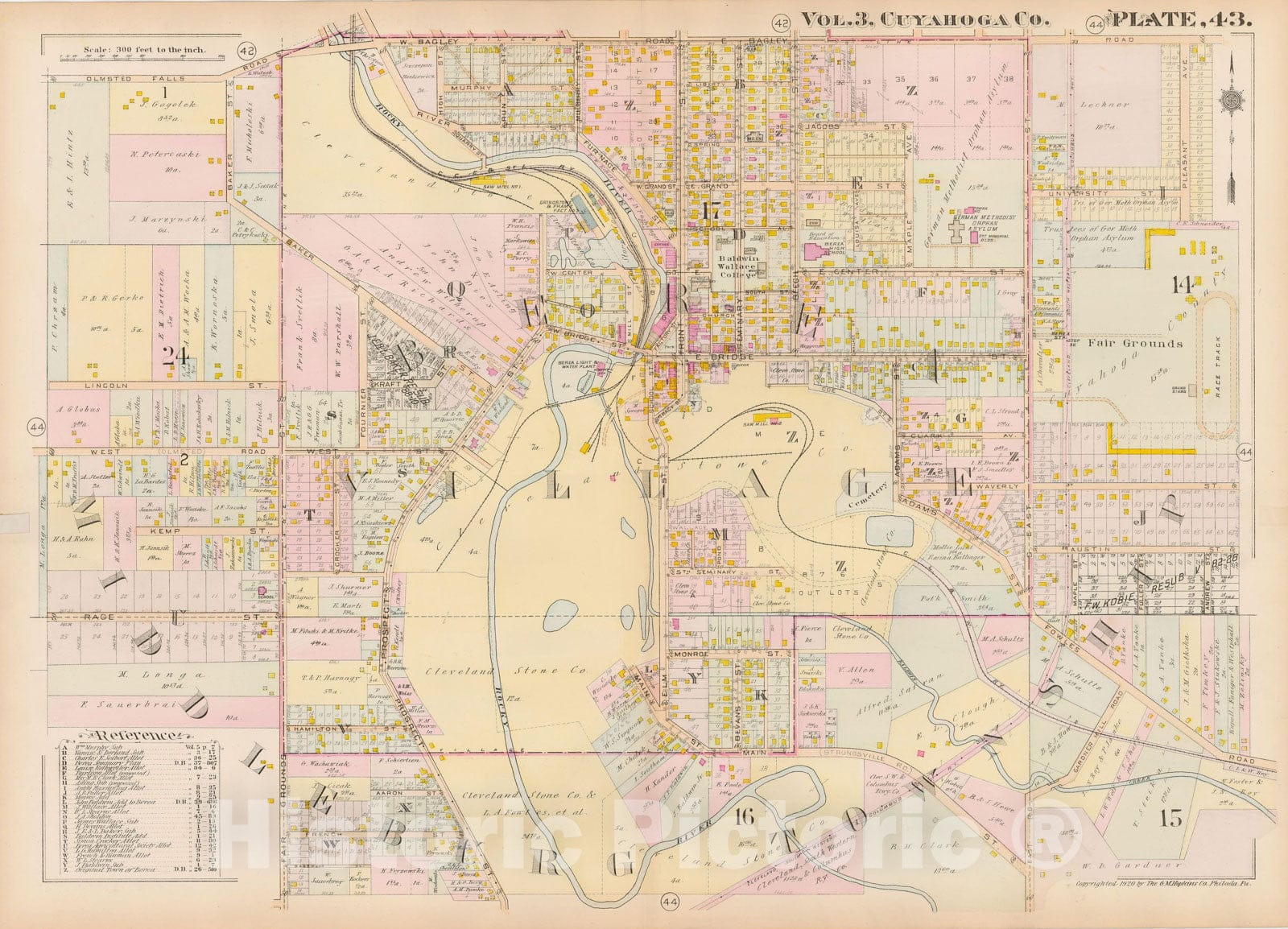 Historic Map : Plat Book of The City of Cleveland, Vol. Three, Cleveland 1920 Plate 043 , Vintage Wall Art