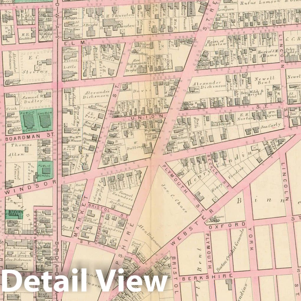 Historic Map : Atlas City of Cambridge, Middlesex Co., Massachusetts, Cambridge 1873 Plate J , Vintage Wall Art