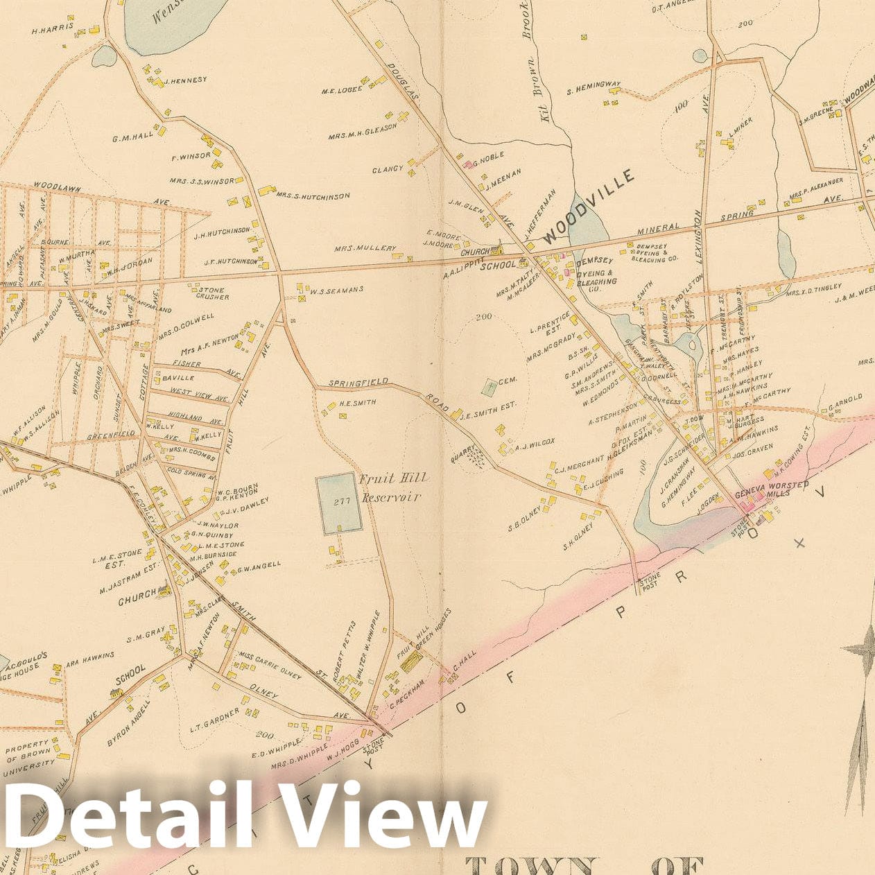 Historic Map : Atlas of Providence County, North Providence 1895 , Vintage Wall Art