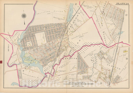 Historic Map : Atlas of Bergen County, New Jersey, Volume One, Closter & Harrington Park & Norwood 1912 Plate 024 , Vintage Wall Art