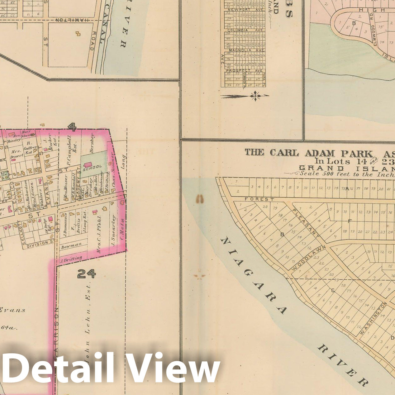 Historic Map : Atlas of Niagara Falls, N. Tonawanda and Buffalo, NY, Amherst & Grand Island & Tonawanda & Williamsville 1893 Plate 019 , Vintage Wall Art