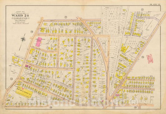 Historic Map : Atlas City of Boston, Vol. 5, Dorchester, Dorchester 1898 Plate 027 , Vintage Wall Art
