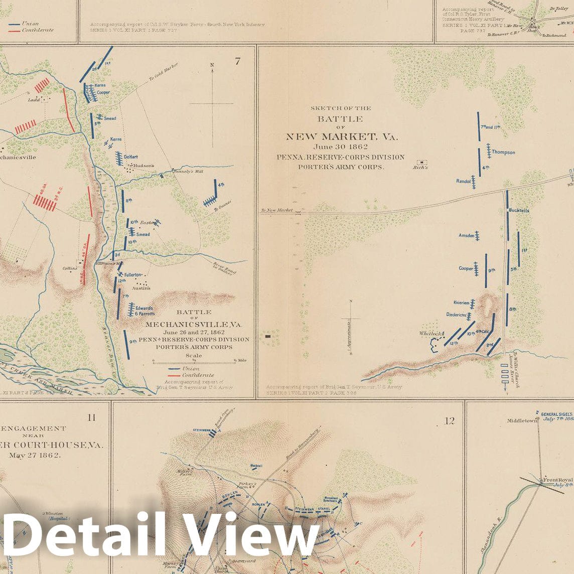 Historic Map : Civil War Atlas of the Union and Confederate Armies, Battles in Virginia 1895 , v5, Vintage Wall Art