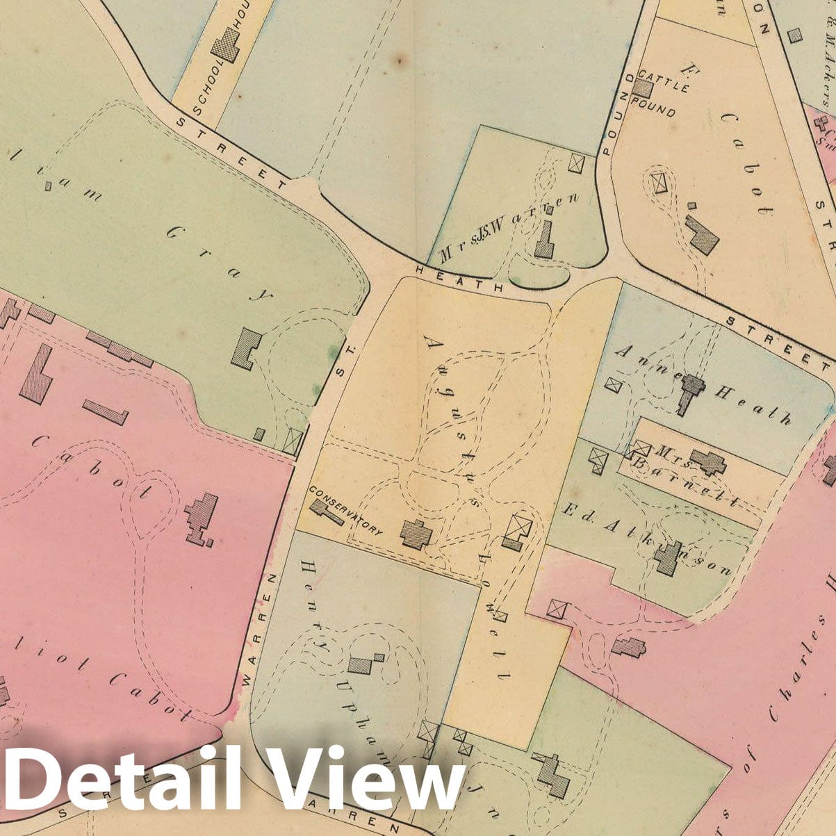 Historic Map : Atlas Town of Brookline, Brookline 1874 Plate L , Vintage Wall Art