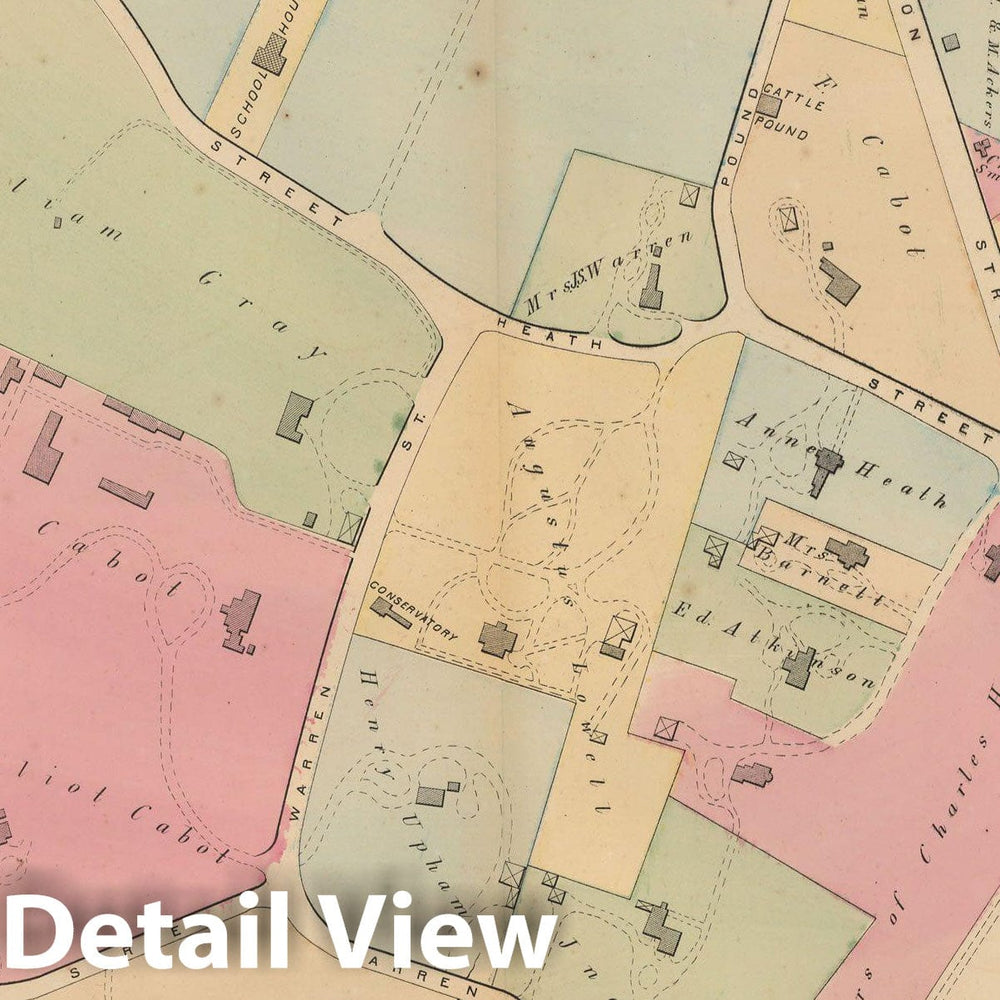 Historic Map : Atlas Town of Brookline, Brookline 1874 Plate L , Vintage Wall Art