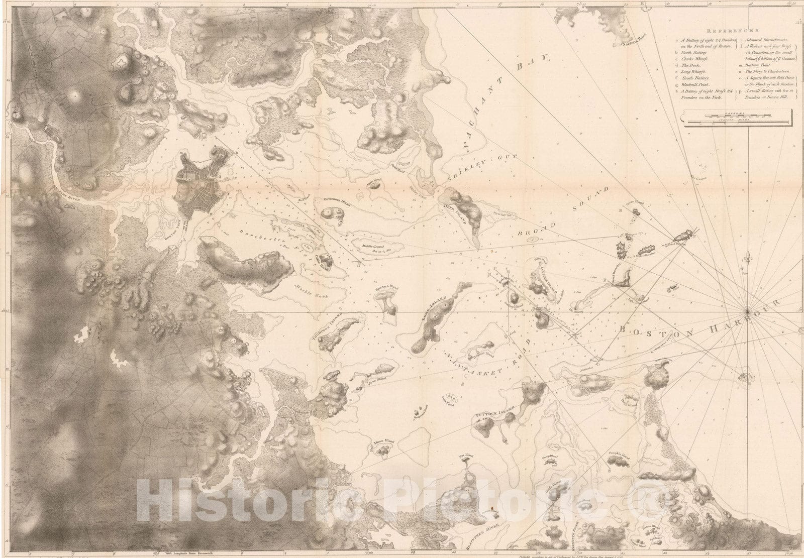 Historic Map : Boston Harbor 1870 , Vintage Wall Art