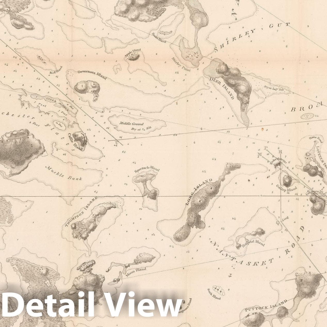 Historic Map : Boston Harbor 1870 , Vintage Wall Art
