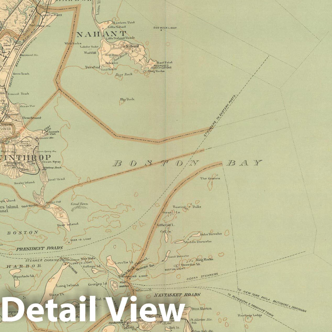 Historic Map : Atlas of Massachusetts, Boston Harbor 1904 , Vintage Wall Art