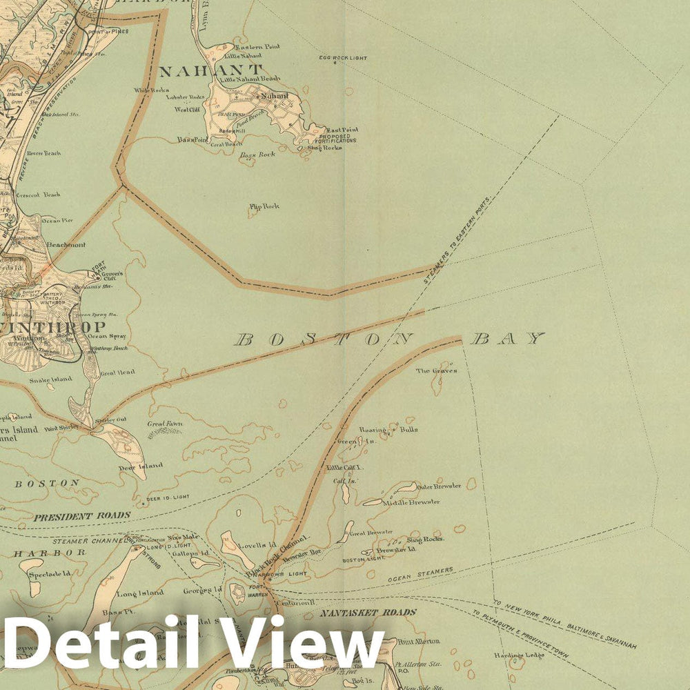 Historic Map : Atlas of Massachusetts, Boston Harbor 1904 , Vintage Wall Art