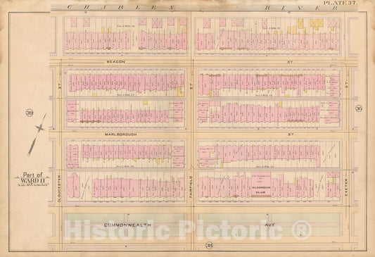 Historic Map : Atlas City of Boston, City Proper, Vol. 2, Boston 1888 Plate 037 , Vintage Wall Art