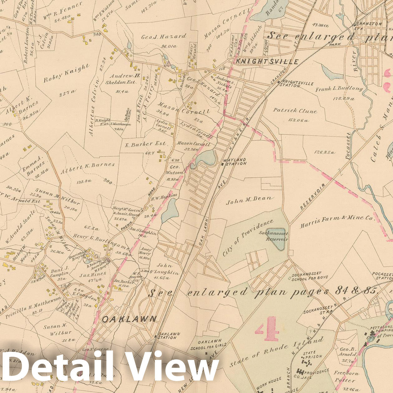 Historic Map : Atlas of Providence County, Cranston 1895 , Vintage Wall Art