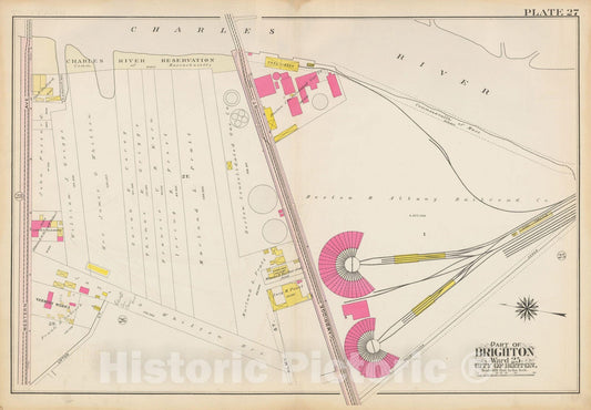 Historic Map : Atlas City of Boston Ward 25 Brighton, Allston 1909 Plate 027 , Vintage Wall Art