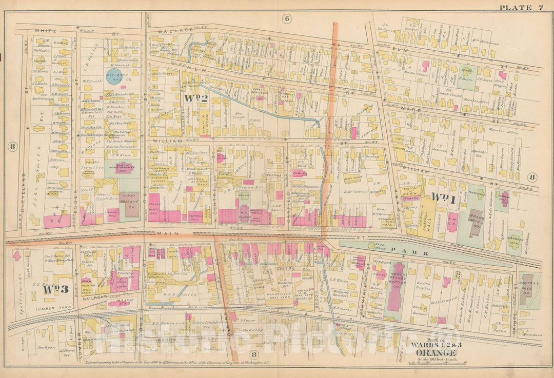 Historic Map : Atlas of Essex County, New Jersey, Orange 1890 Plate 007 , Vintage Wall Art