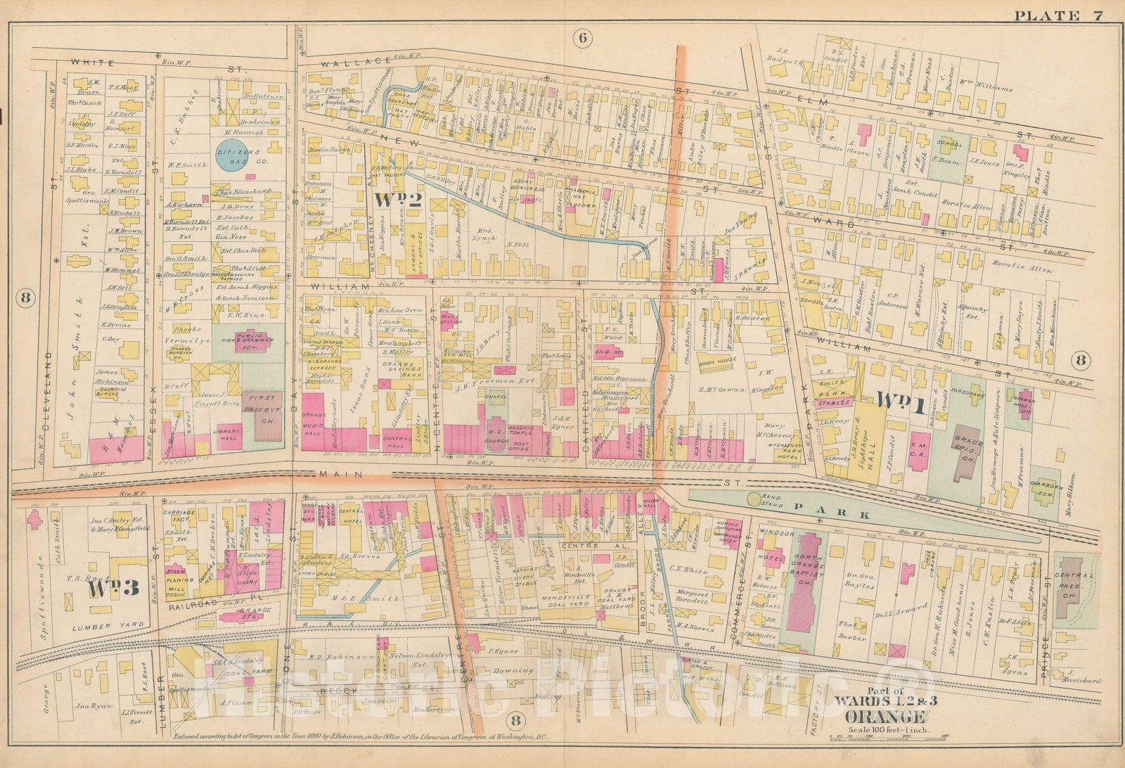 Historic Map : Atlas of Essex County, New Jersey, Orange 1890 Plate 007 , Vintage Wall Art