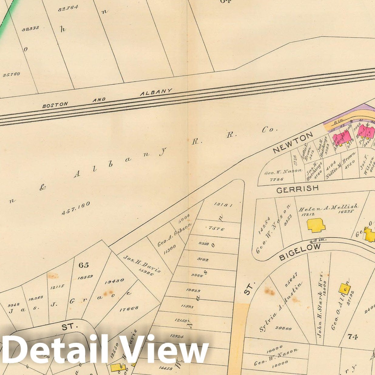Historic Map : Atlas City of Boston, Volume 7, Brighton Mass., Brighton 1890 Plate 012 , Vintage Wall Art