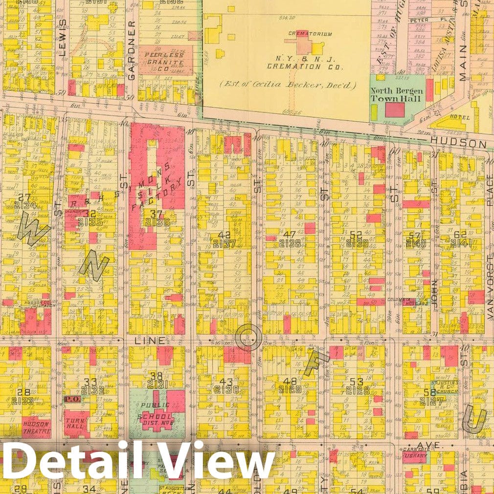 Historic Map : Atlas of Hudson County New Jersey, North Bergen & Union & West Hoboken 1909 Plate 011 , Vintage Wall Art