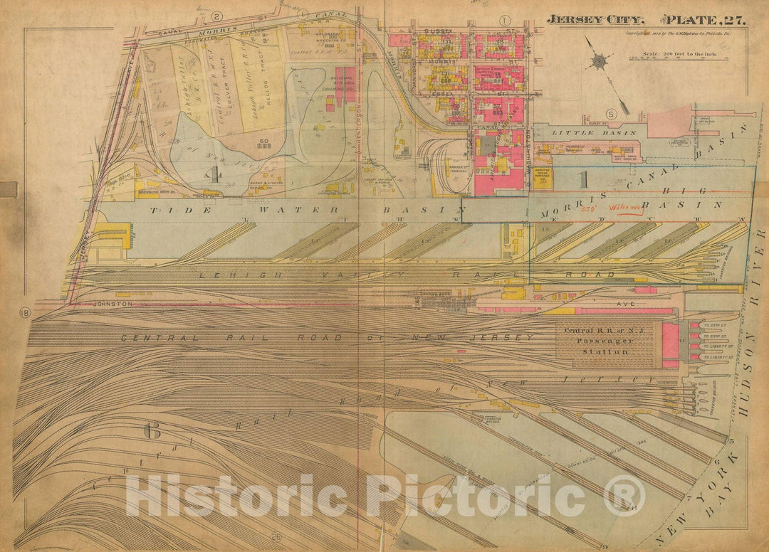 Historic Map : Jersey City 1919 Plate 027 , Vintage Wall Art