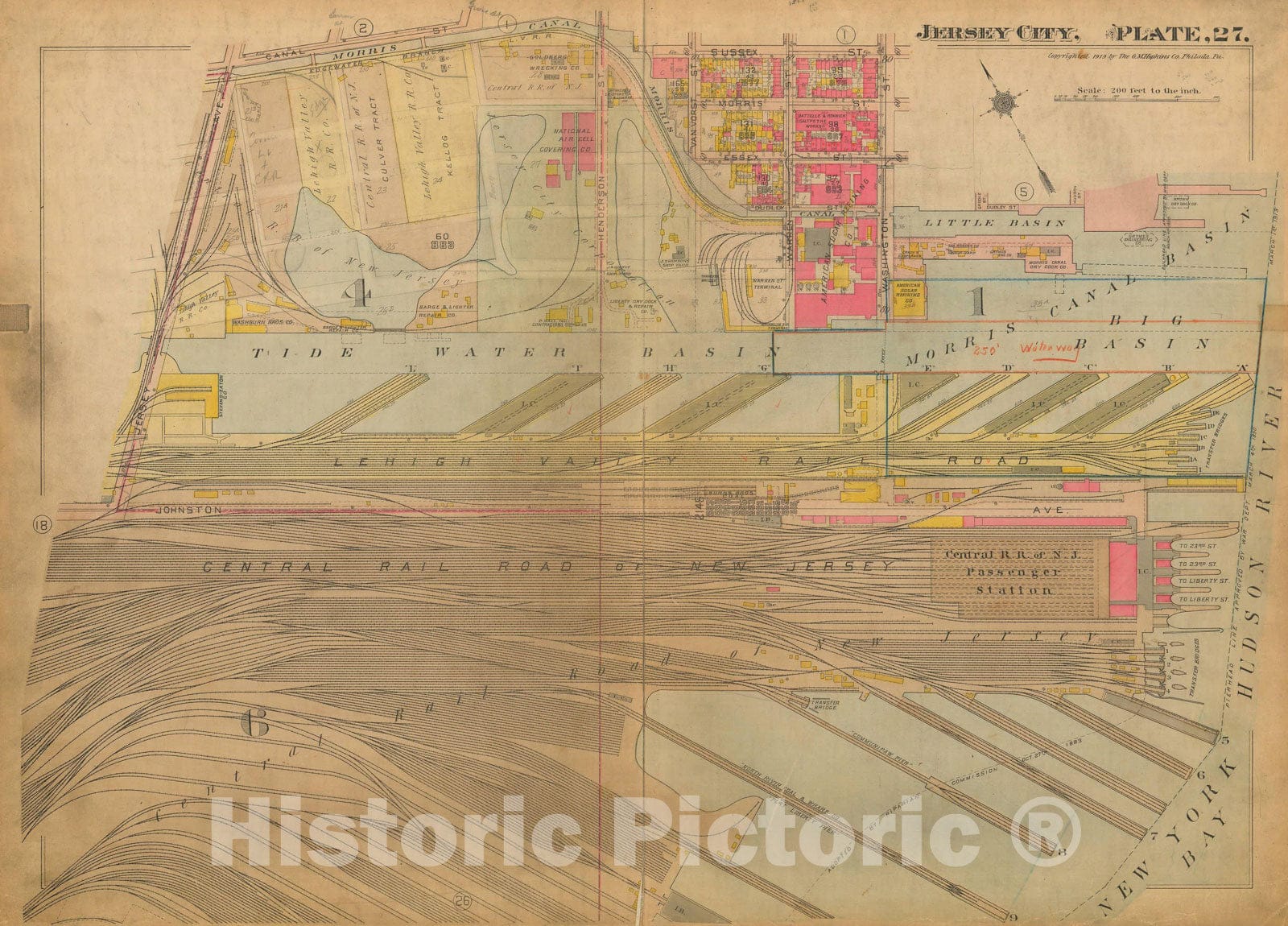 Historic Map : Jersey City 1919 Plate 027 , Vintage Wall Art
