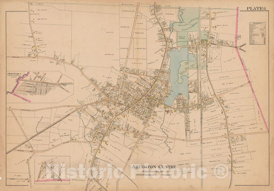 Historic Map : MA, Abington 1903 Plate 006 , New Topographical Atlas of Surveys of Plymouth County ... , Vintage Wall Art