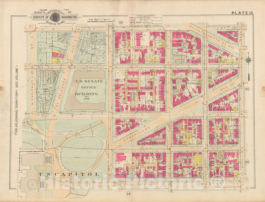 Historic Map : Atlas of Washington D.C. Volume 2 (NE, SE, SW), Washington 1928 Plate 014 , Vintage Wall Art