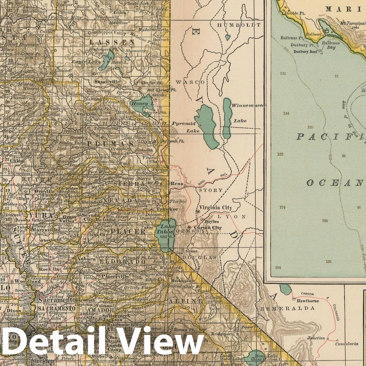 Historic Map : California 1897 , The Century Atlas World , v2, Vintage Wall Art