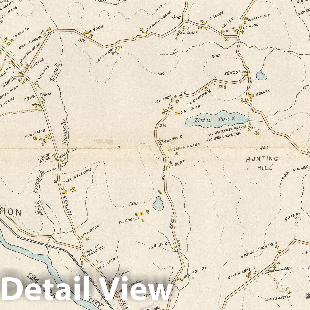 Historic Map : Atlas of Providence County, Cumberland 1895 , Vintage Wall Art