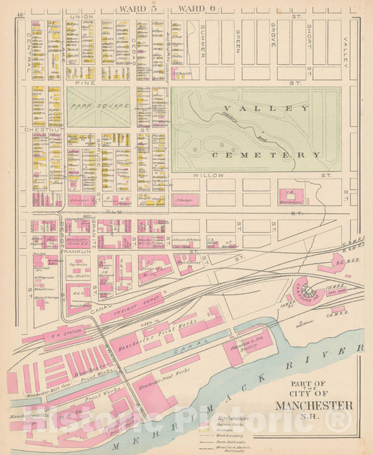 Historic Map : Manchester 1892 , Town and City Atlas State of New Hampshire , v11, Vintage Wall Art