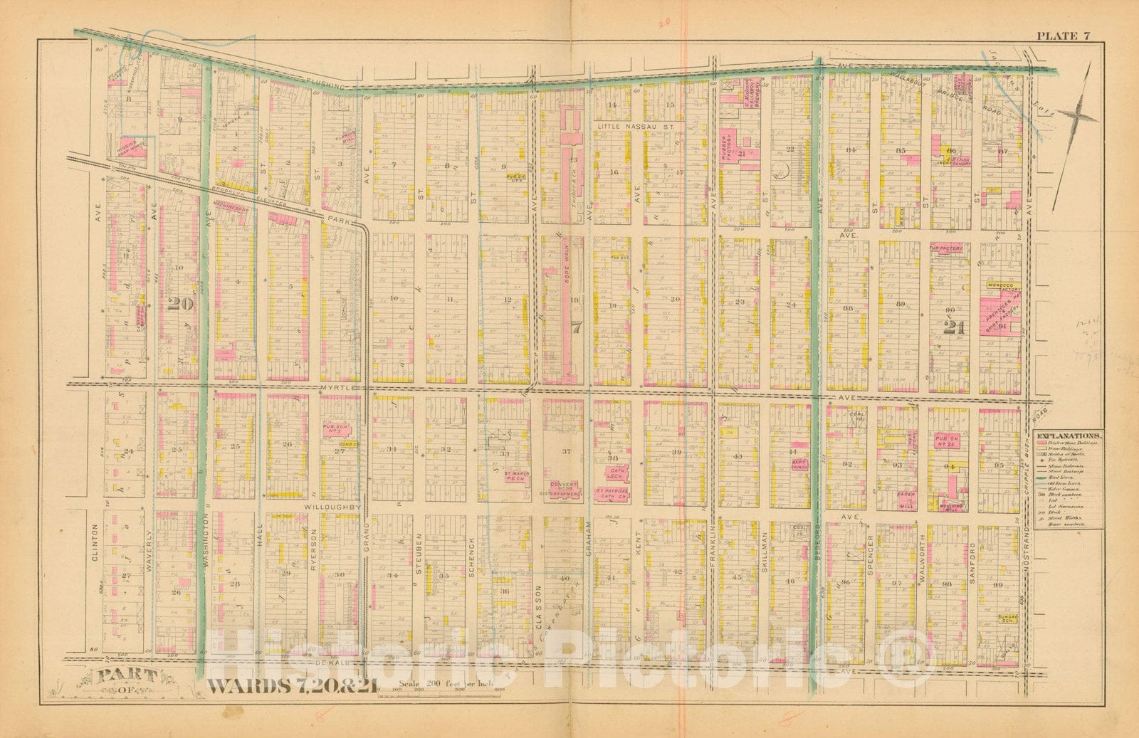Historic Map : Atlas Entire City of Brooklyn Complete in One Volume, Brooklyn 1880 Plate 007 , Vintage Wall Art