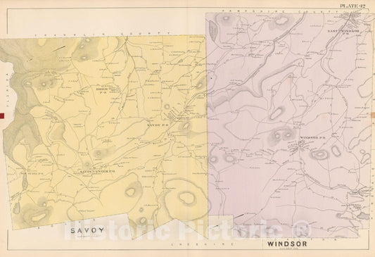 Historic Map : Atlas of Berkshire County Massachusetts, Savoy & Windsor 1904 Plate 042 , Vintage Wall Art