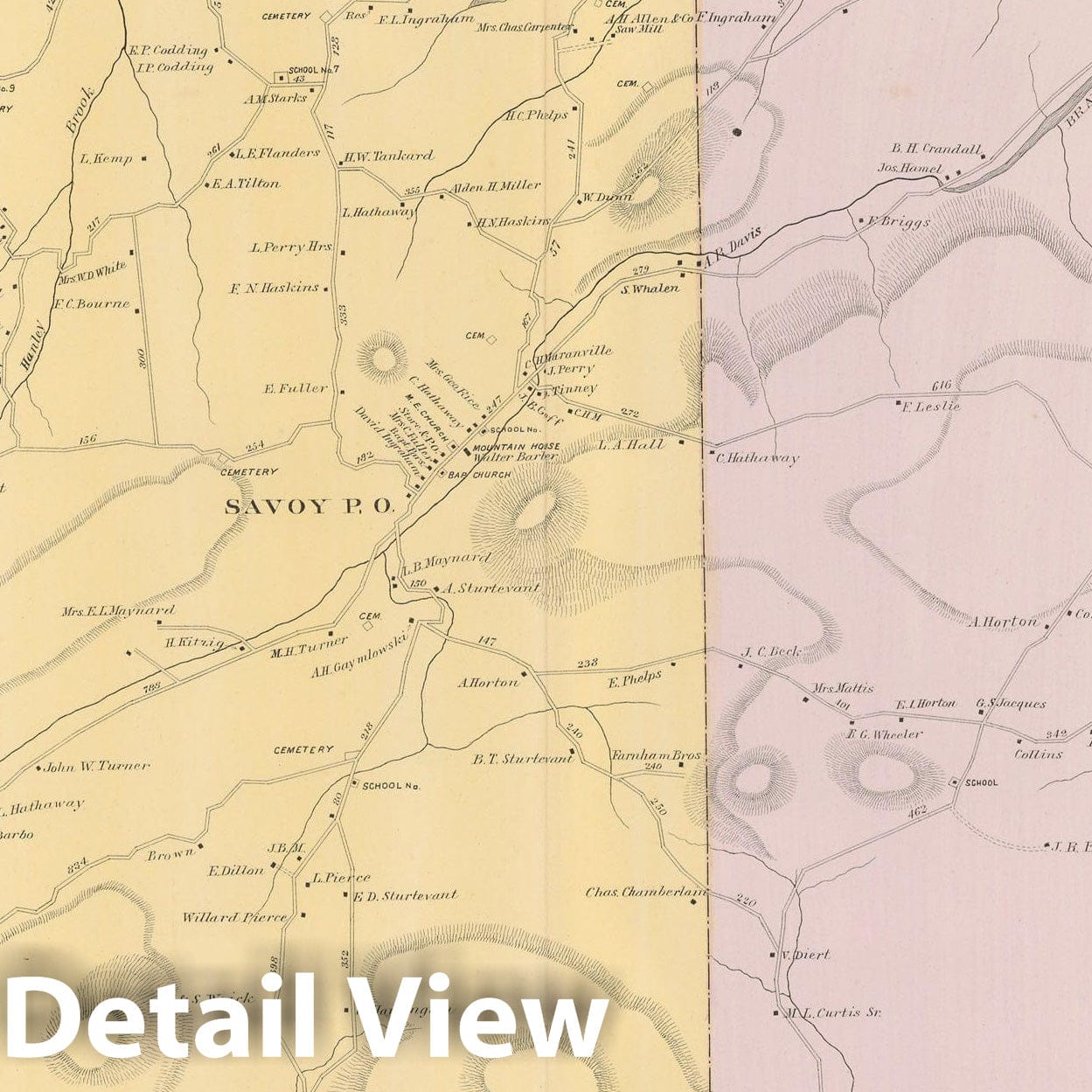Historic Map : Atlas of Berkshire County Massachusetts, Savoy & Windsor 1904 Plate 042 , Vintage Wall Art