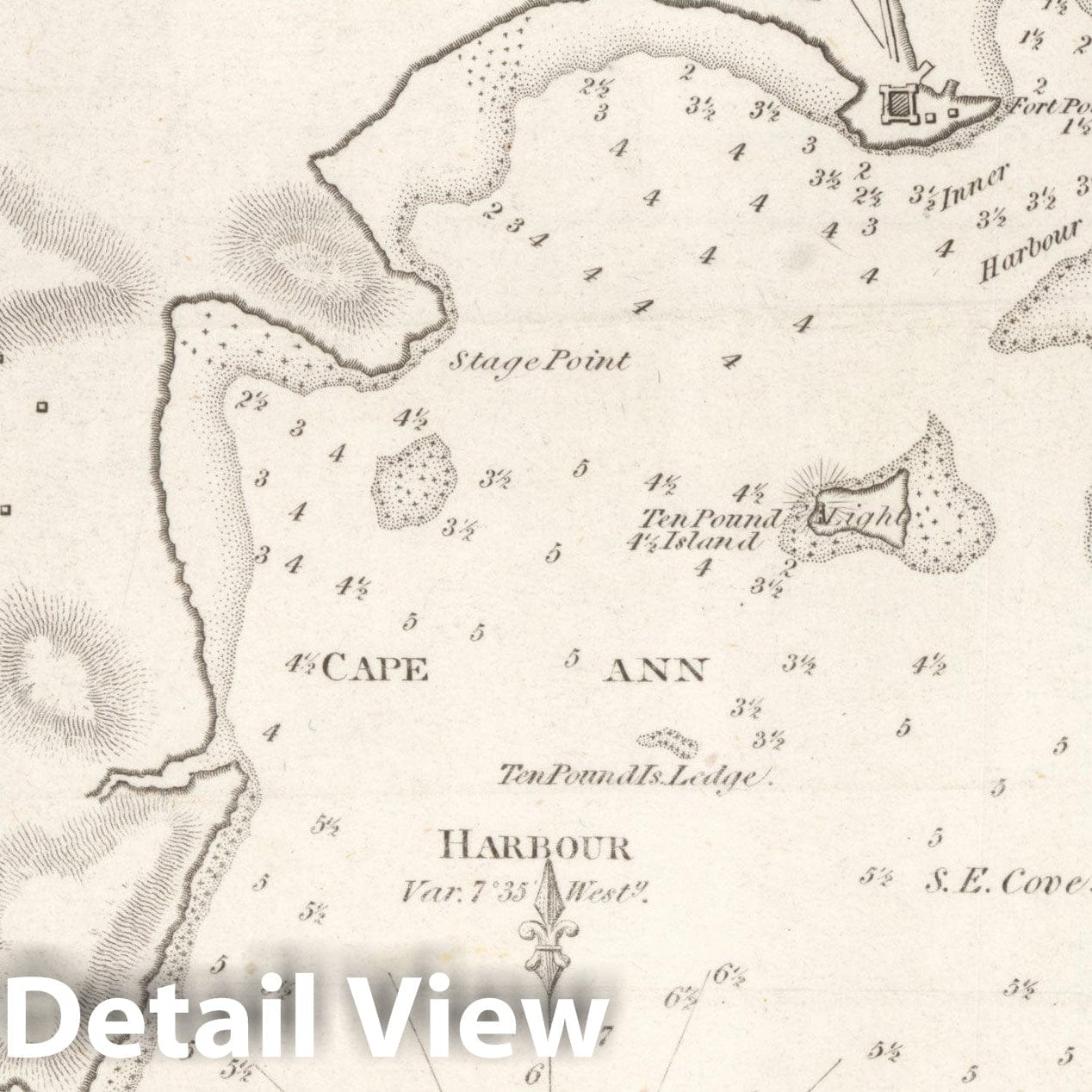 Historic Map : American Coast Pilot 14th Ed., Cape Ann 1841 , Vintage Wall Art