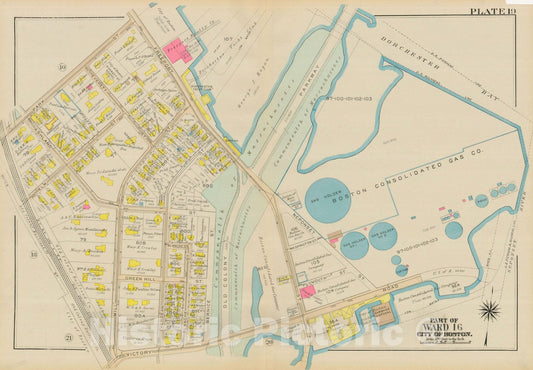 Historic Map : Atlas City of Boston, Dorchester, Dorchester 1933 Plate 019 , Vintage Wall Art