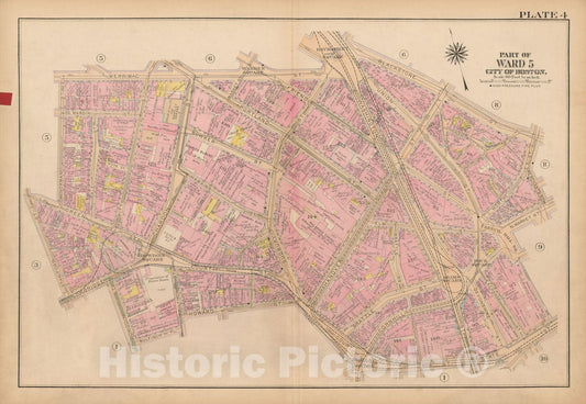 Historic Map : Atlas City of Boston, Boston Proper and Back Bay, Boston 1922 Plate 004 , Vintage Wall Art