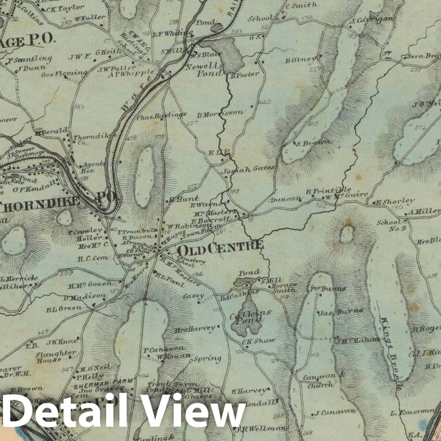 Historic Map : Atlas of Hampden County Massachusetts, Palmer 1870 , v2, Vintage Wall Art