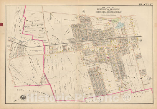 Historic Map : Atlas of Bergen County, New Jersey, Volume One, Bergenfields & Teaneck 1912 Plate 017 , Vintage Wall Art