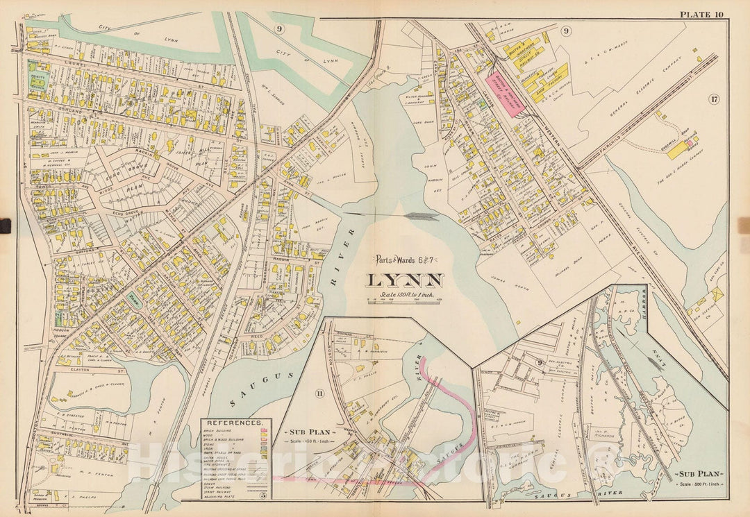 Historic Map : Atlas of Lynn, Swampscott and Saugus, Lynn 1905 Plate 010 , Vintage Wall Art