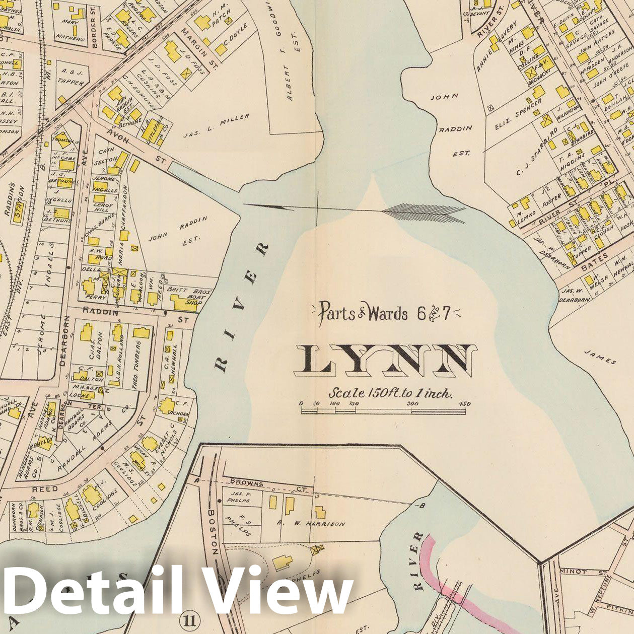 Historic Map : Atlas of Lynn, Swampscott and Saugus, Lynn 1905 Plate 010 , Vintage Wall Art