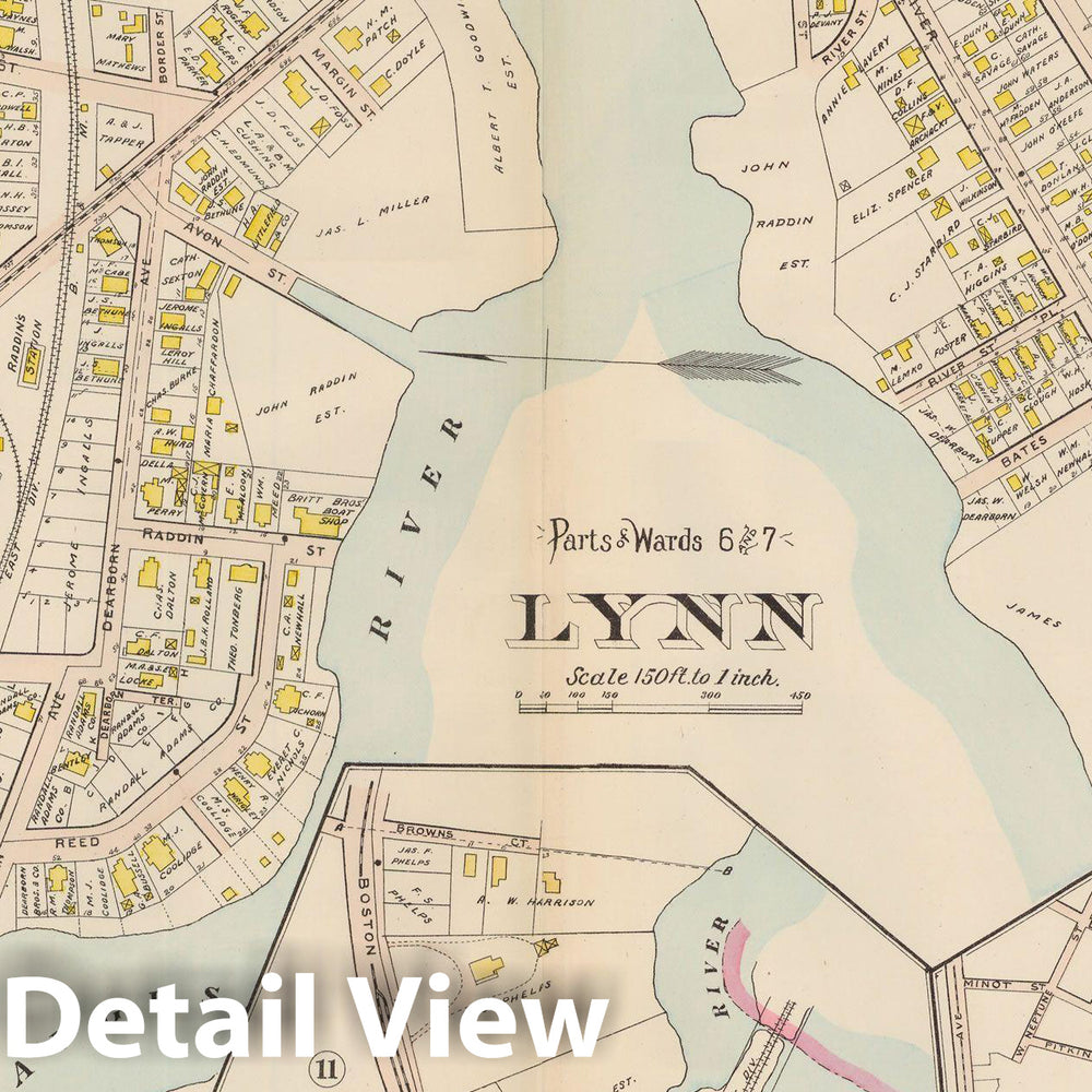 Historic Map : Atlas of Lynn, Swampscott and Saugus, Lynn 1905 Plate 010 , Vintage Wall Art