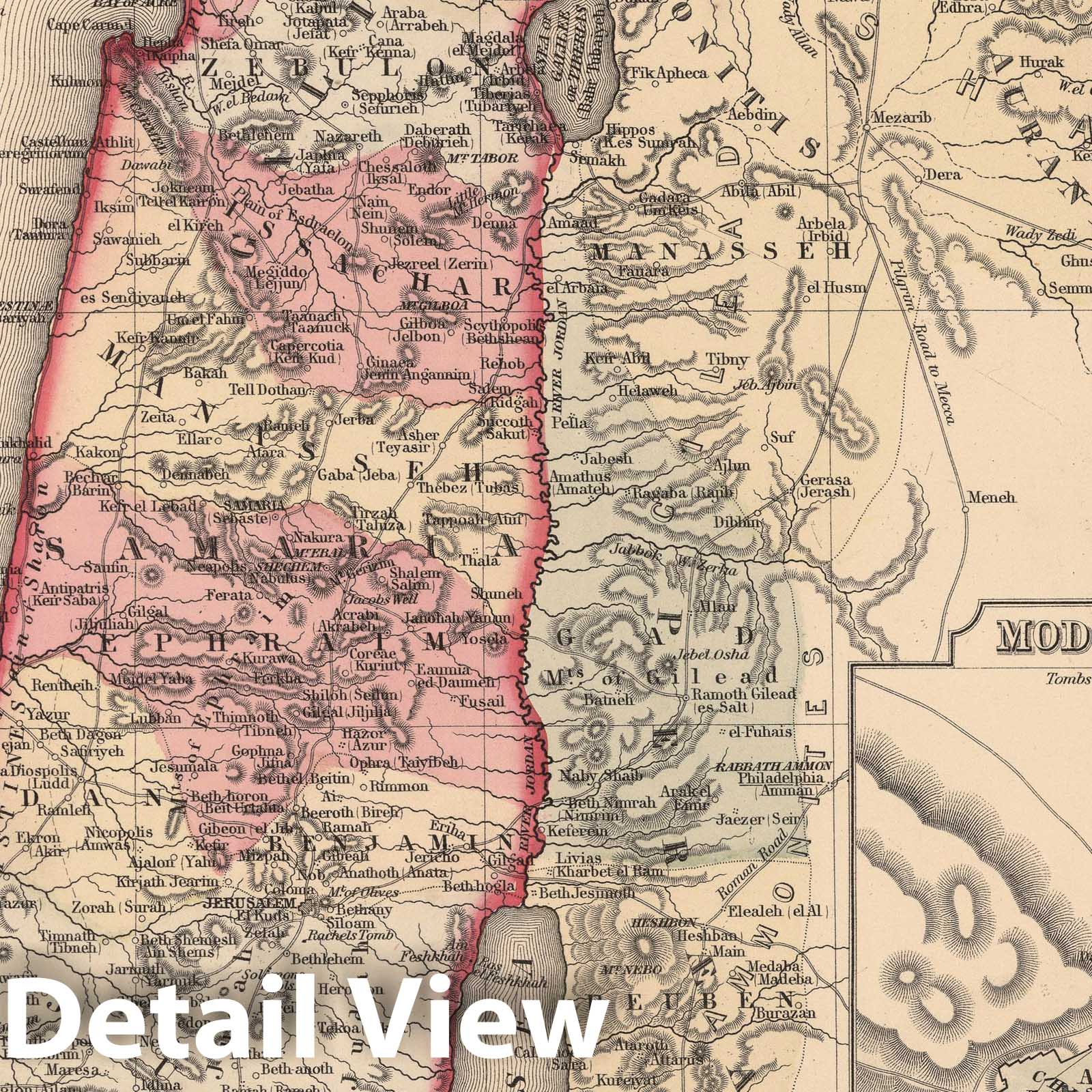 Historic Map : Israel & Jordan & Palestine 1867 , New General Atlas , Vintage Wall Art