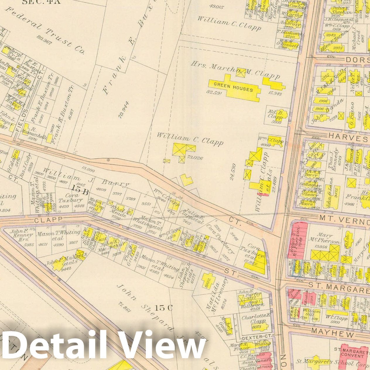 Historic Map : Atlas City of Boston, Dorchester, Dorchester 1918 Plate 002 , Vintage Wall Art