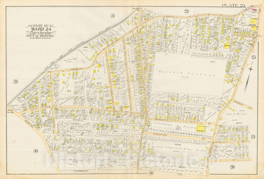 Historic Map : Atlas City of Boston, Vol. 5, Dorchester, Dorchester 1889 Plate 024 , Vintage Wall Art