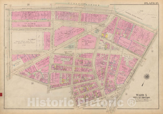 Historic Map : Atlas City of Boston: Boston Proper and Back Bay, Boston 1928 Plate 015 , Vintage Wall Art
