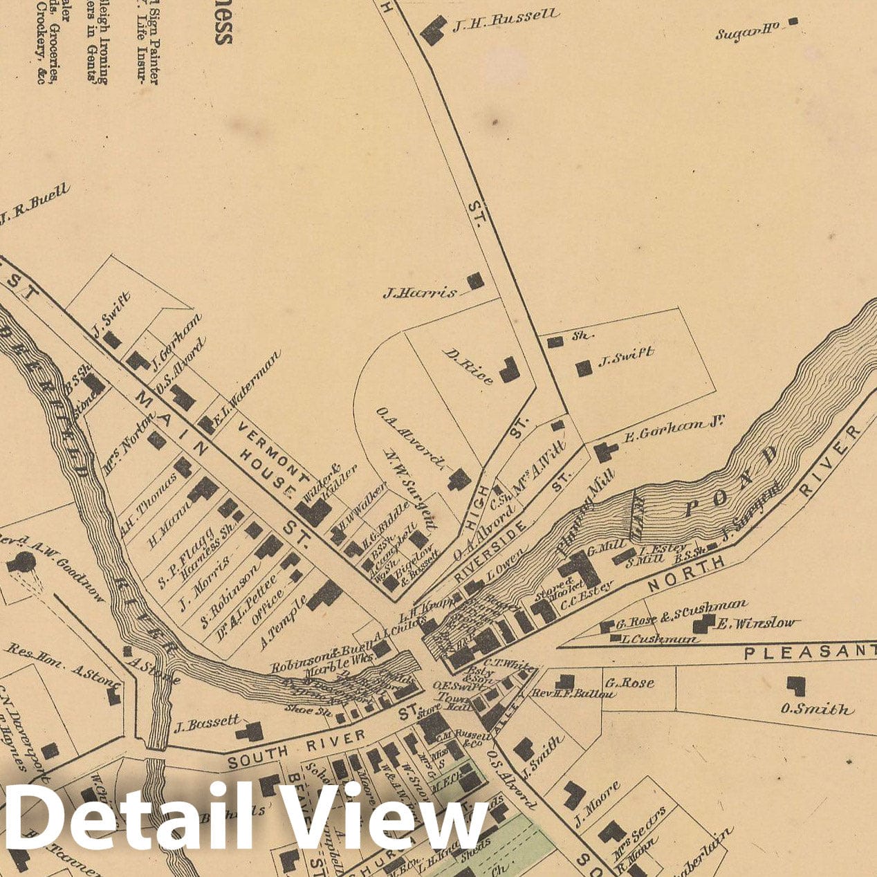 Historic Map : Atlas of Windham County, VT, Wilmington 1869 , Vintage Wall Art