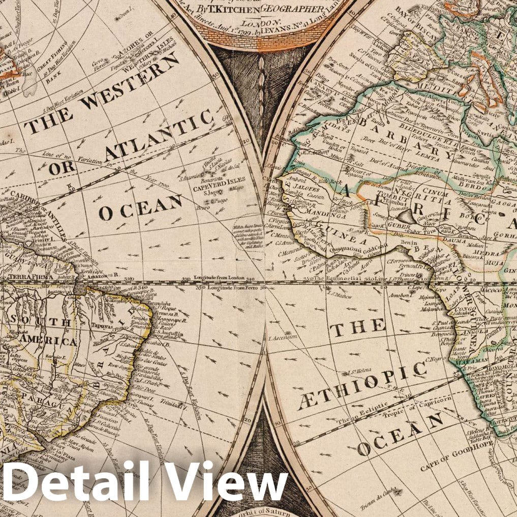 Historic Map : The World 1799 , Vintage Wall Art