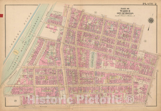 Historic Map : Atlas City of Boston, Boston Proper and Back Bay, Boston 1922 Plate 002 , Vintage Wall Art