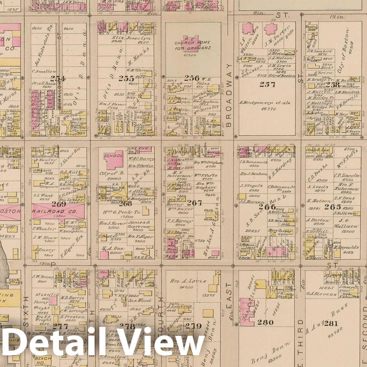 Historic Map : Atlas of South Boston, South Boston 1884 Plate J , Vintage Wall Art