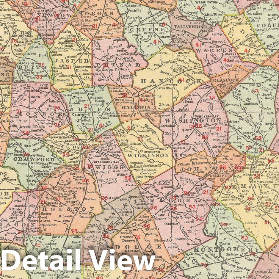 Historic Map : Georgia 1903 , Rand McNally Business Atlas , Vintage Wall Art