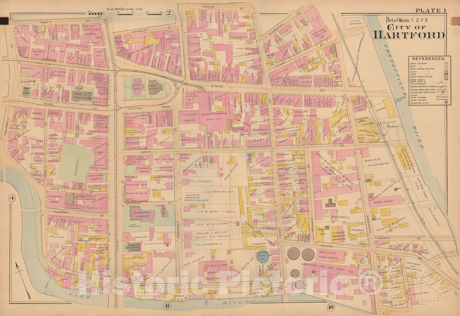 Historic Map : Atlas City of Hartford, Hartford 1896 Plate 001 , Vintage Wall Art