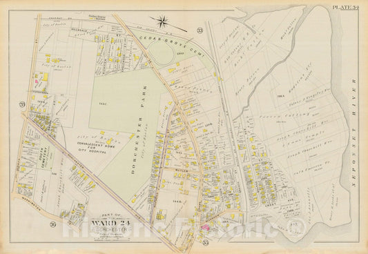Historic Map : Atlas City of Boston, Vol. 5, Dorchester, Dorchester 1894 Plate 034 , Vintage Wall Art