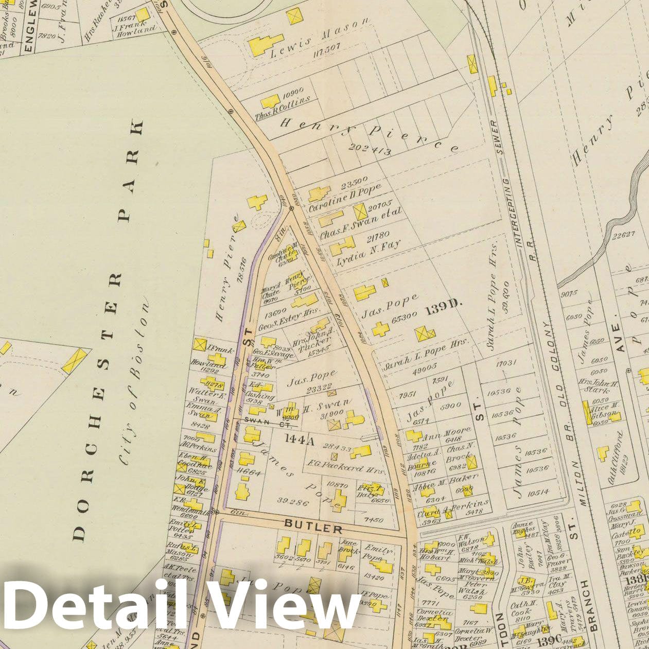 Historic Map : Atlas City of Boston, Vol. 5, Dorchester, Dorchester 1894 Plate 034 , Vintage Wall Art